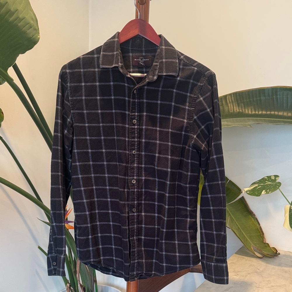 Black Brown 1826 Dark Plaid Button Down Shirt